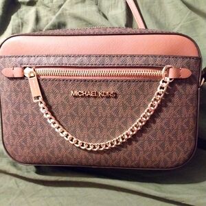 Authentic Michael Kors cross-body purse with gold chain